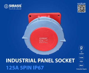 INDUSTRIAL PANEL SOCKET 125A 5PIN IP67