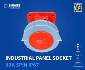 INDUSTRIAL PANEL SOCKET 63A 5PIN IP67