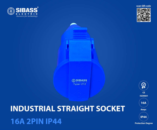 INDUSTRIAL STRAIGHT SOCKET 16A 2PIN IP44