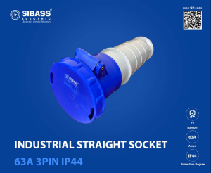 INDUSTRIAL STRAIGHT SOCKET 63A 3PIN IP44