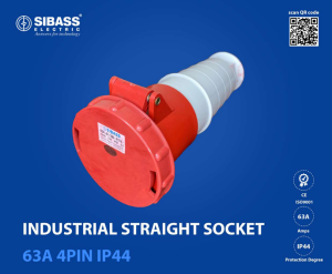 INDUSTRIAL STRAIGHT SOCKET 63A 4PIN IP44