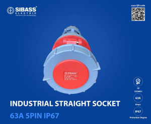 INDUSTRIAL STRAIGHT SOCKET 63A 5PIN IP67