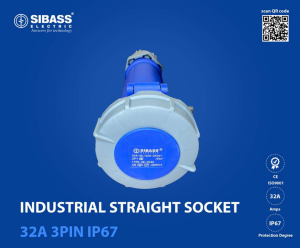INDUSTRIAL STRAIGHT SOCKET 32A 3PIN IP67